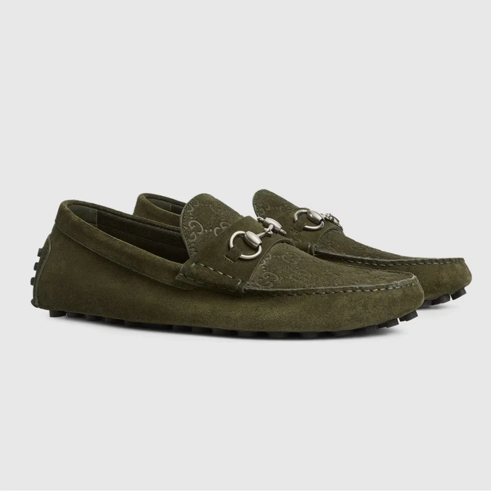 Gucci Horsebit Suede Loafer, Green 9.5 - Picture 4 of 12